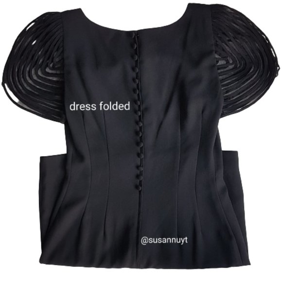 Donna Morgan Little Black Dress Academia Skeletal Glamourcore Sleeve Cap Sz 4 ♥️ - Picture 7 of 9